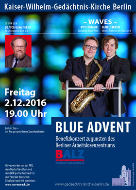 BALZ Benefizkonzert Plakat: Abgebildet sind die beiden Musiker und Wolfgang Thierse, Textinhalt wie nebenstehend